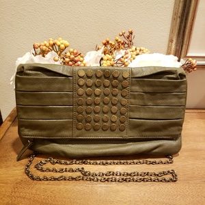Aldo | Olive Studded Leather Crossbody Clutch